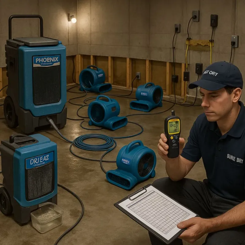 Structural Drying and Dehumidification process in Archer Lodge, NC